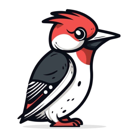 Cartoon woodpecker. Vector illustration isolated on white backgr