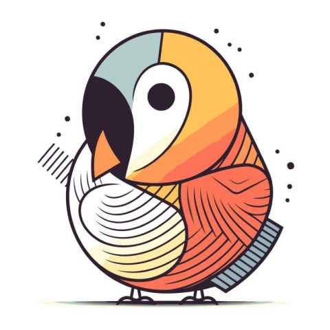 Cute cartoon parrot. Vector illustration. Isolated on white back