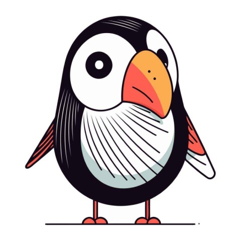 Cute cartoon penguin. Vector illustration isolated on white back