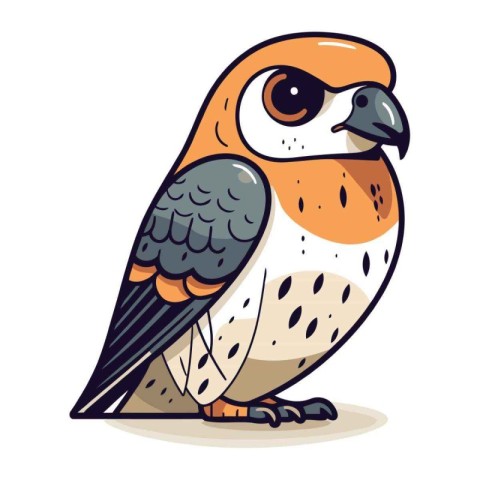 Vector illustration of a cute bird on a white background. Cartoo