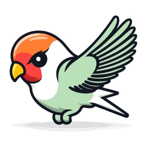 Cute cartoon parrot bird isolated on white background. Vector il