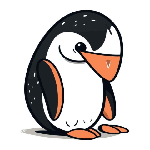 Cute cartoon penguin. Vector illustration isolated on white back