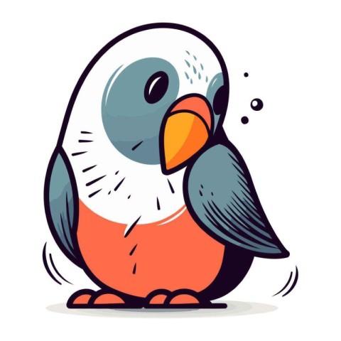 Cute cartoon parrot. Vector illustration isolated on white backg