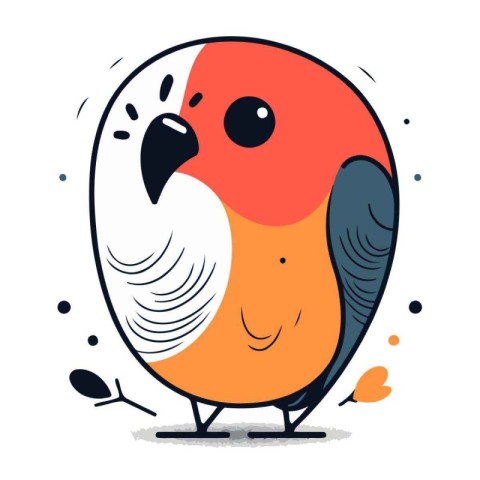 Vector illustration of cute cartoon bullfinch. Cute bird charact