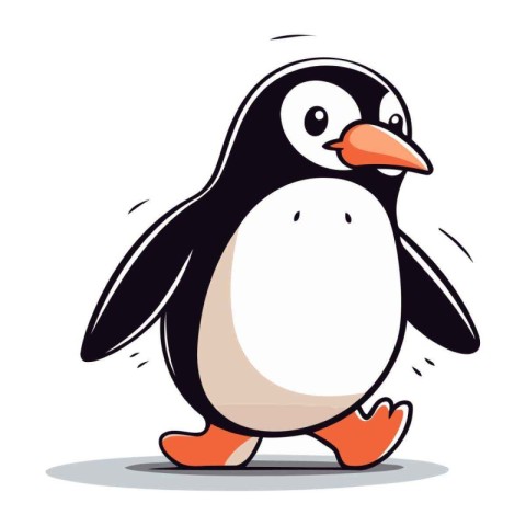 Cute penguin on white background. Vector illustration. Cartoon c