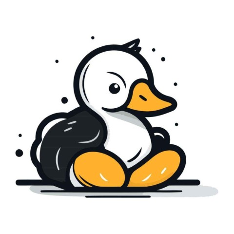 Vector illustration of cute duck. Isolated on a white background