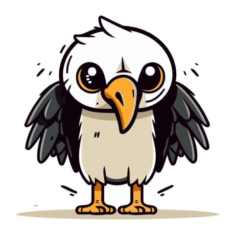 Cute cartoon eagle. Vector illustration isolated on a white back