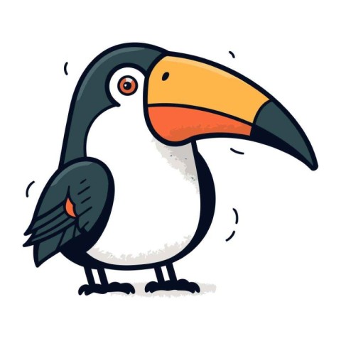 Cartoon toucan isolated on white background. Cute vector illustr