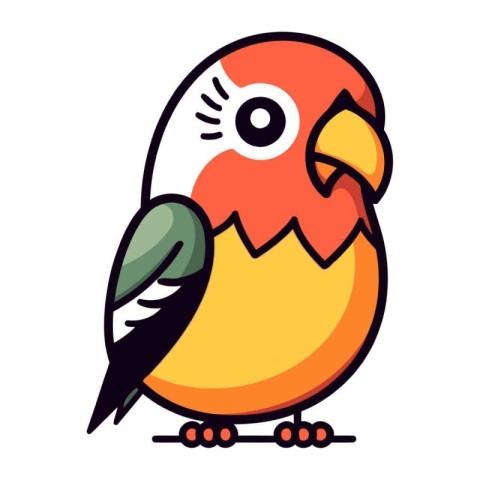 Vector illustration of a cute cartoon parrot isolated on white b