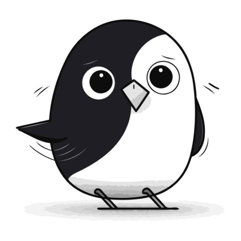 Cute cartoon black and white penguin bird. Vector illustration.