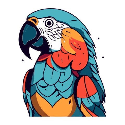 Parrot isolated on white background. Hand drawn vector illustrat