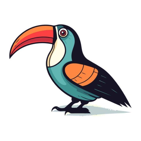 Toucan bird. Cartoon vector illustration isolated on white backg