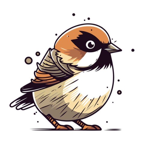 Sparrow bird isolated on a white background. Vector illustration