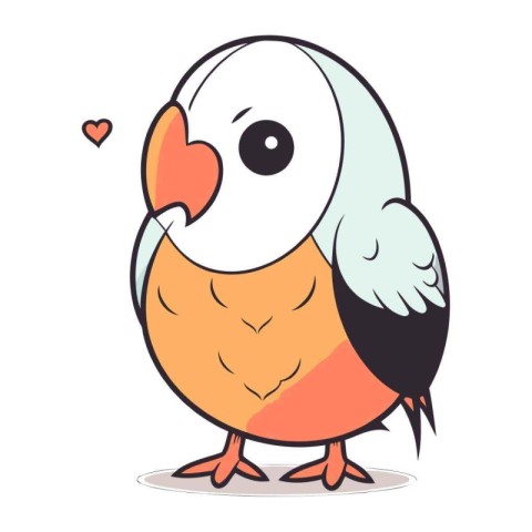 Cute cartoon parrot. Vector illustration isolated on white backg