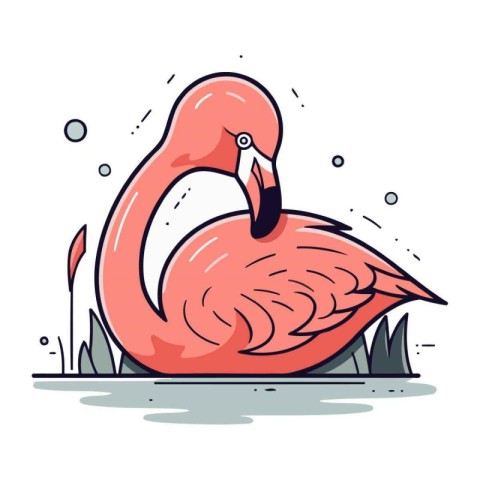 Flamingo. Vector illustration. Isolated on white background.