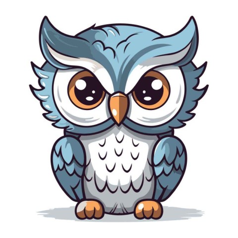 Owl cartoon character isolated on a white background. Vector ill