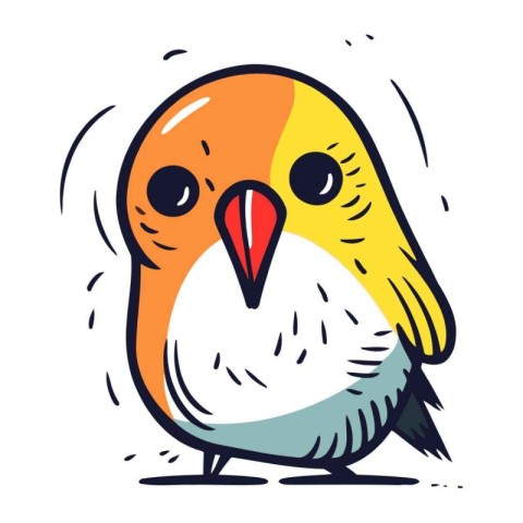 Cute little bird. Hand drawn vector illustration in doodle style