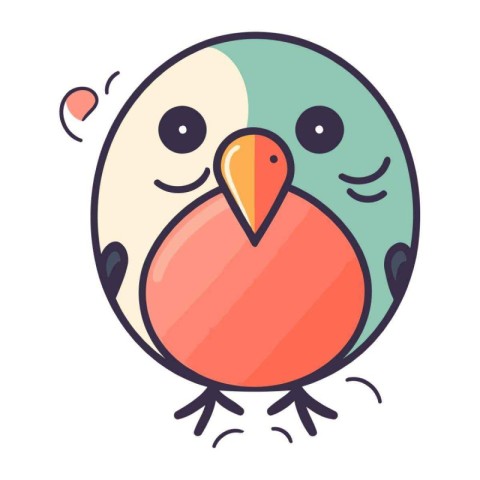 Cute bird. Vector illustration in flat style. Isolated on white