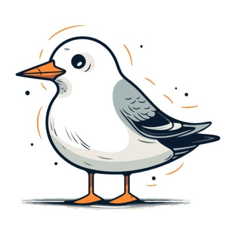 Vector illustration of a seagull on a white background. Cartoon