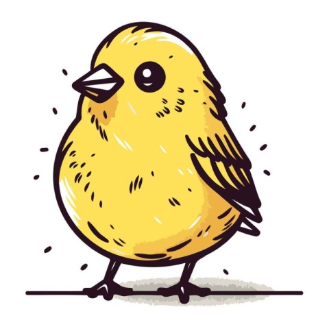 Illustration of a cute little yellow bird on a white background.