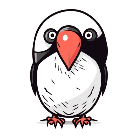 Cute cartoon penguin on a white background. Vector illustration.