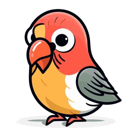 Vector illustration of a cute little red bird. Isolated on white