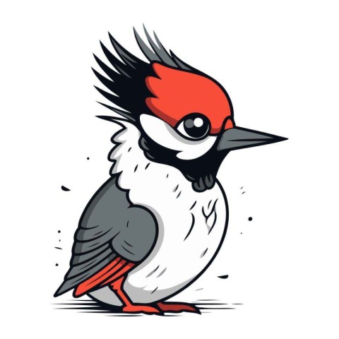 Cute woodpecker vector illustration. Hand drawn vector illustrat