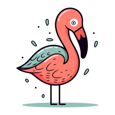 Flamingo doodle icon. Vector illustration of flamingo.