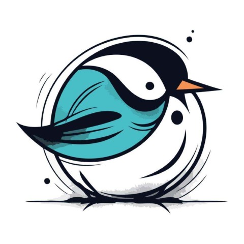 Vector illustration of a cute cartoon penguin. Hand drawn style.