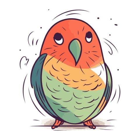 Cute parrot vector illustration. Hand drawn doodle style.