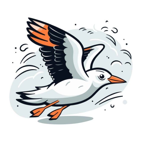 Flying seagull. Vector illustration of a flying seagull.