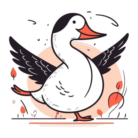 Duck. Vector illustration in doodle style on white background.