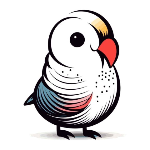 Vector illustration of a cute cartoon parrot on a white backgrou