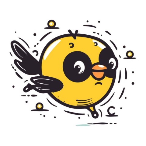 Cute funny bird character. Vector illustration. Isolated on whit