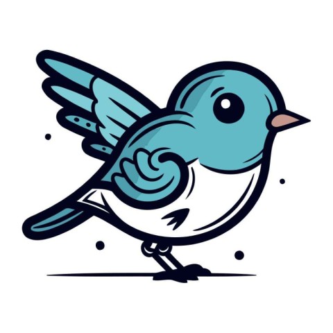 Vector illustration of a cute blue bird isolated on a white back