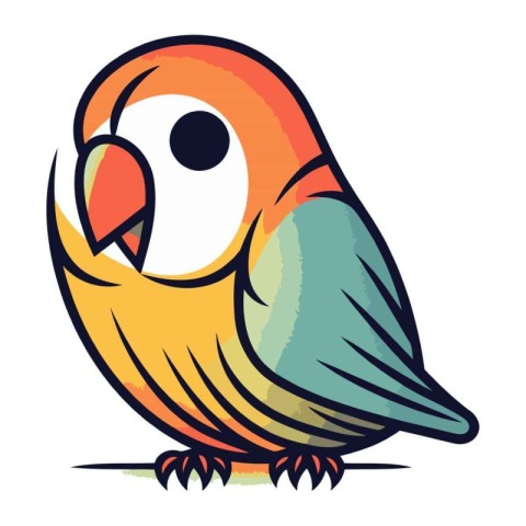 Illustration of a cute little parrot on white background   vecto