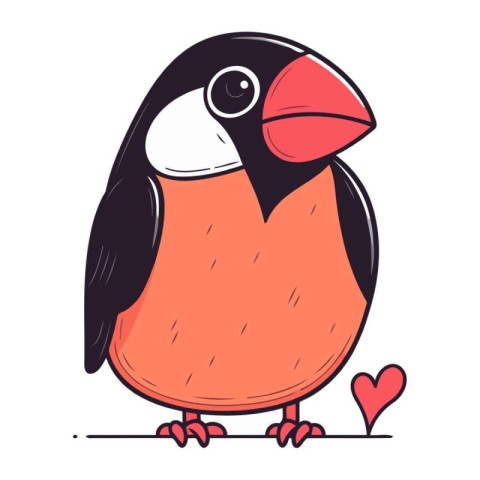 Cute cartoon bullfinch. Vector illustration on white background.