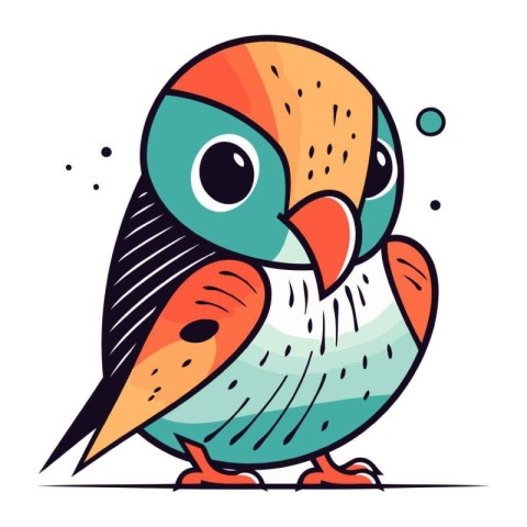 Cute cartoon bird. Vector illustration isolated on a white backg