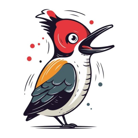 Woodpecker in cartoon style. Vector illustration isolated on whi