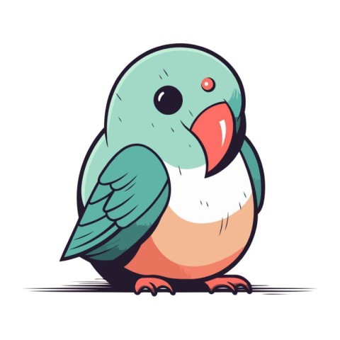 Vector illustration of cute cartoon parrot. Isolated on white ba