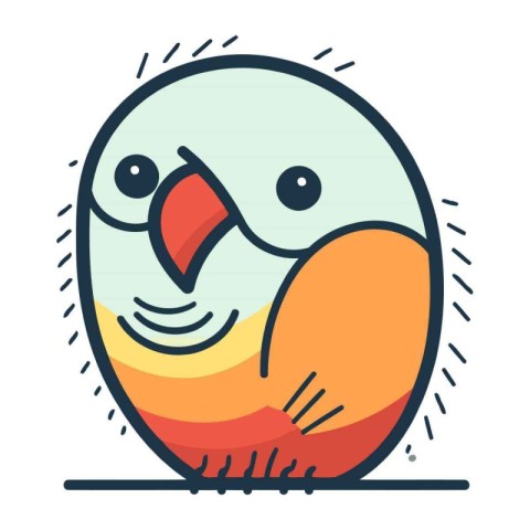 Cute bird vector illustration in flat line style isolated on whi