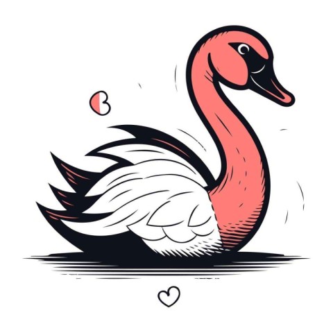 Flamingo in love. Vector illustration isolated on white backgrou