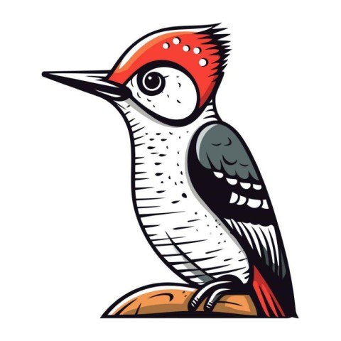 Woodpecker isolated on white background. Woodpecker vector illus