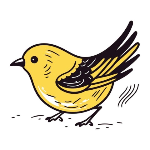 Cute little bird. Vector illustration in doodle style.