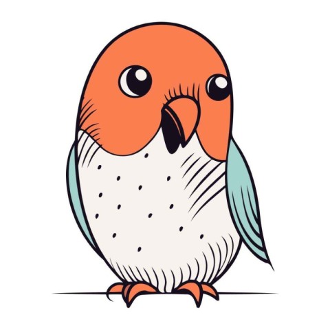 Cute cartoon parrot. Vector illustration isolated on white backg