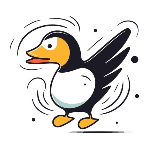 Vector illustration of a cute cartoon penguin on a white backgro