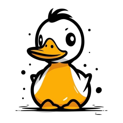 Cute cartoon duck isolated on a white background. Vector illustr