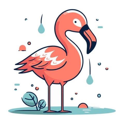 Flamingo vector illustration. Cartoon flamingo character. Bird i