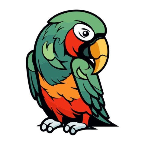 Parrot cartoon vector illustration isolated on white background.