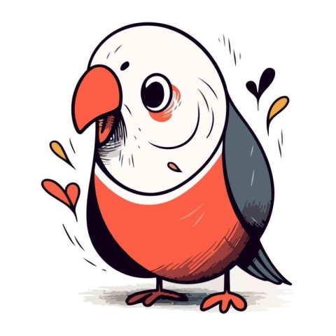 Vector illustration of cute cartoon parrot. Isolated on white ba